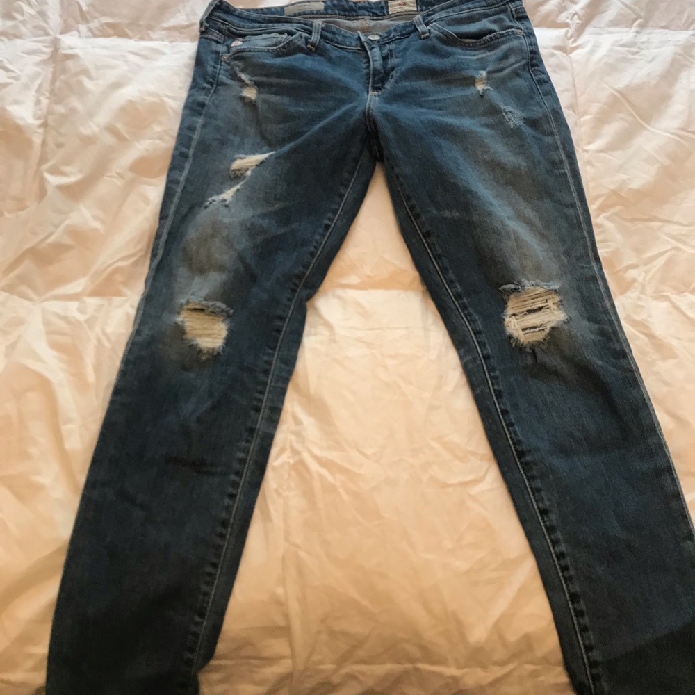 Ripped straight leg jeans